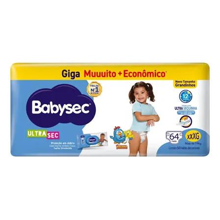 Fralda Babysec Ultra Giga Xxxg 64 Unidades Sem Gênero