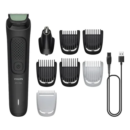 Aparador e Barbeador Elétrico All-in-One Série 3000 8 em 1 : Visual completo para rosto, cabelo e corpo | 60 min sem fio | Lâminas autoafiaveis de aço | Pontas arredondadas | MG3917/15