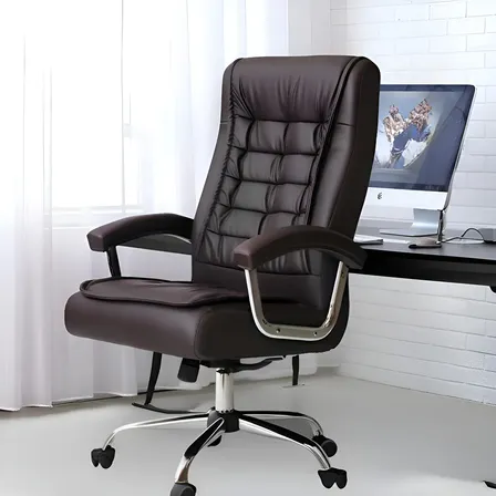 Cadeira De Escritório Presidente Ergonômica Couro Executiva Alta Com Molas Ensacadas Pillow Top 150 Kgs Marrom Cadeiras... Couro Sintético Cadeira De Escritório Presidente Executiva Ergonômica 150kgs.