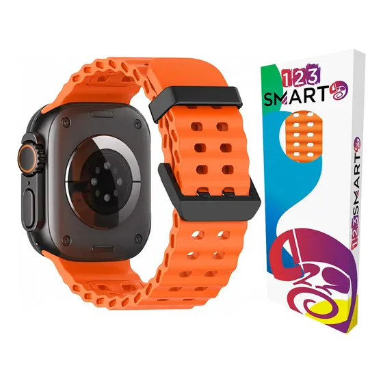 Pulseira de Silicone Esportiva com Fivela Preto Para Apple Watch Ultra1 2 3 4 Iwatch Serie 1 ao 12 Se 44mm 45mm 46mm 49mm — Laranja