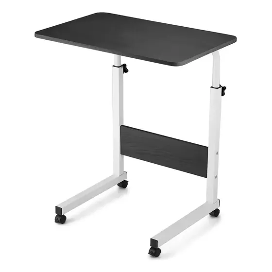 Mesa Lateral Ergonômica Multiuso Com Altura Regulavel E Rodinhas Mesinha Notebook Laptop Cama Sofá Ajustavel Cor preto Luvinco
