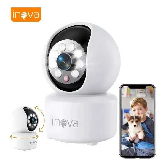 Babá Eletrônica Monitor Inteligente Câmera Segurança WIFI Interna 360° Full HD, Visão Noturna e Detecção de Movimento Áudio Bidirecional App ICSEE Tris Home Para Cachorro
