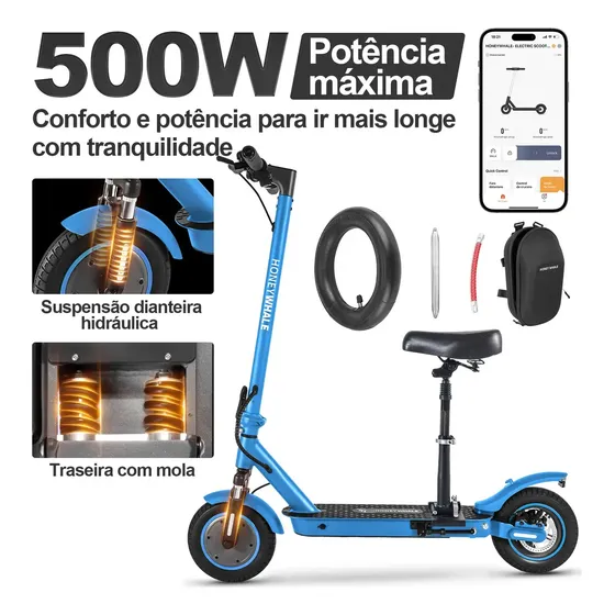 Patinete Elétrico HONEYWHALE M2 MAX-B com Assento, Dobrável e de 10" para Adultos