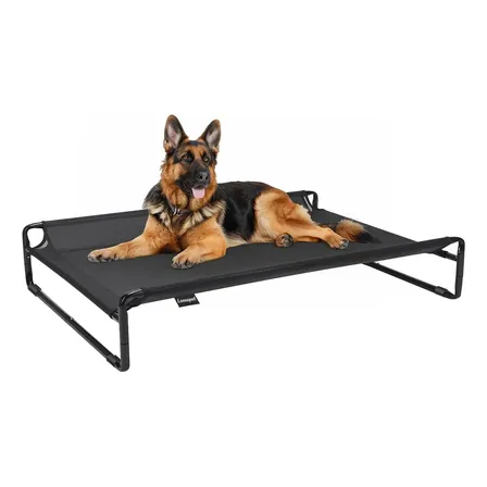 Cama Suspensa Grande Cachorros Looxopet Textilene Preto 120×82×24cm