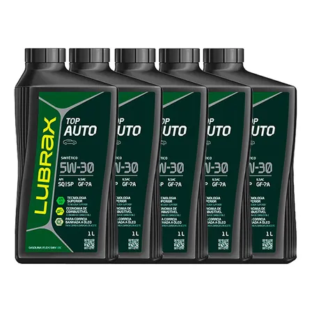 Oleo Lubrax Top Auto 5w-30 Kit Com 5 Oleos Lubrificante Sintetico