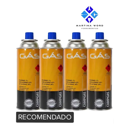 Kit 4 Refil Butano 227g Para Maçarico Culinário E Fogareiro Camping Martina