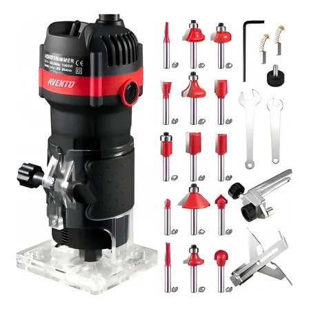 Avento Tupia Manual Elétrica Laminadora 6mm 30000rpm,kit Tupia Manual Laminadora 6 Velocidades Com Jogo De Fresas 15peça 220v