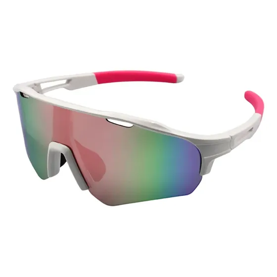 Óculos Esportivo Ciclismo Bike Proteção Corrida Baixa Pace Lente Branco E Rosa Espelhado