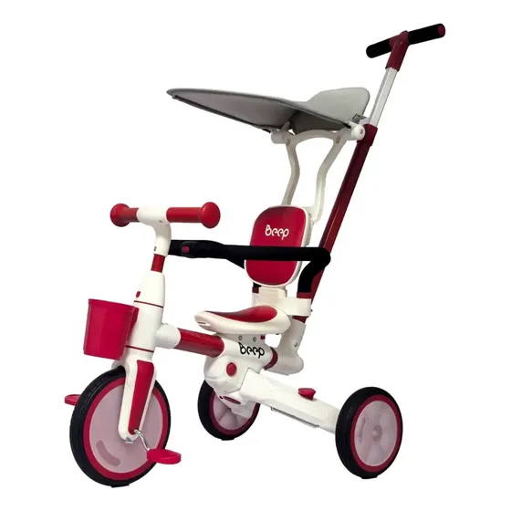 Triciclo Bicicleta Equilíbrio Sem Pedal 4 Em1 Beep Maxi Toys Vermelho