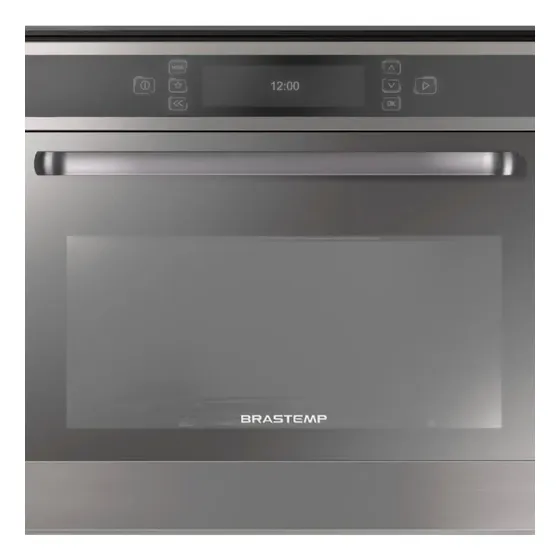 MICROONDAS BRASTEMP 60CM COM GRILL 40L DE EMBUTIR EM AÇO INOX 220V BMO40ARBNA