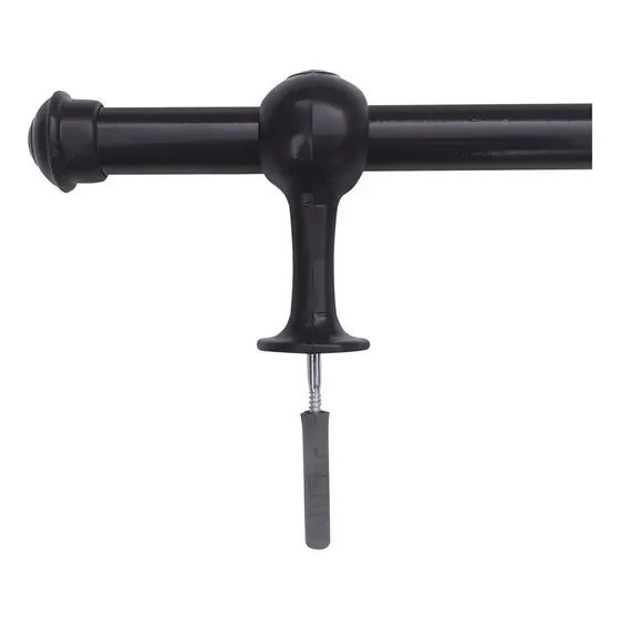 Kit Varão Simples Para Cortina 2,00 Metros 19mm Cor Preto