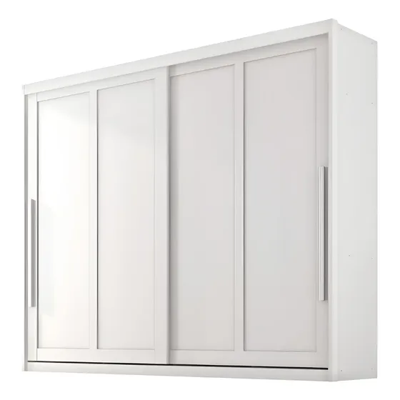 Guarda-roupa Branco MDF Casal 2 Portas Correr 6 Gavetas Firenze 267,8cm