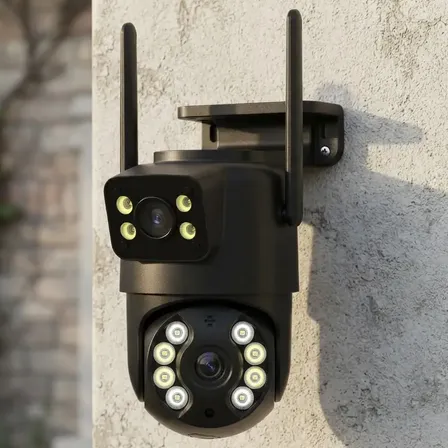 Câmera De Segurança Domo Ptz 4k Externa Dupla Lente Wifi Controle Remoto Preto