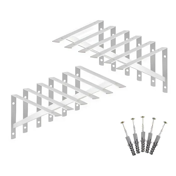 12x Suporte Mão Francesa Cantoneira Prateleira 20cm - C/ Kit Cor Branco
