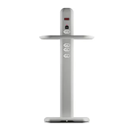 Totem Extensão Elétrica C 4 Tomadas 1 Usb + 1 Usb-c Bandeja Prata