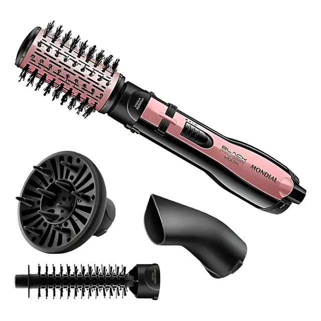 Escova Rotativa 1200w Er-10 Mondial Black Rose 110v Cerâmica + Tourmaline Íon