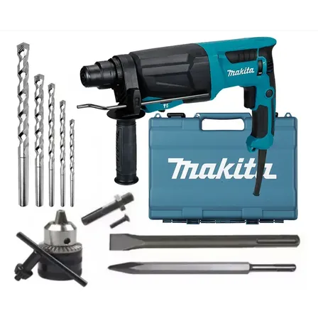 Martelete Perfurador E Rompedor Sds-plus Makita Hr2670 800w + Acessórios E Brocas Vídea