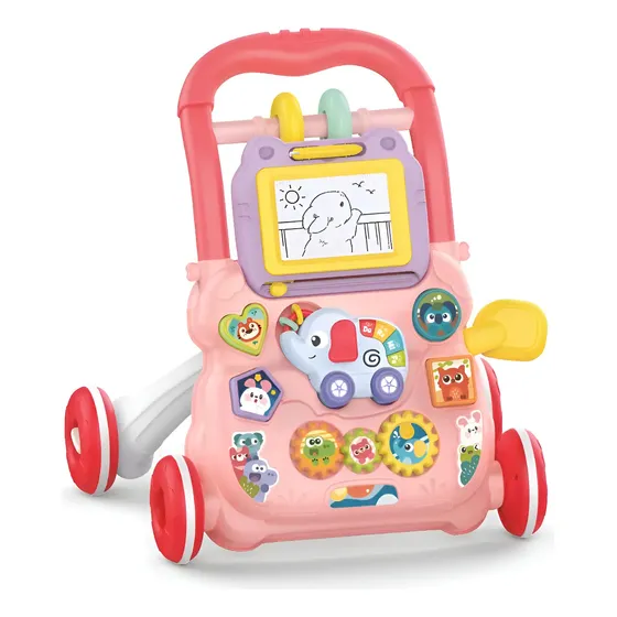 Andador Infantil 2 Em 1 Musical Interativo Rosa - Maxi Baby