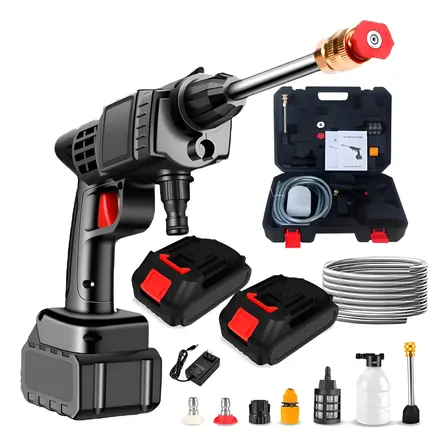 Lavadora Lava Jato Portátil Alta Pressão 2 Baterias + Maleta - Preto - 50 Hz X 60 Hz 127/220v