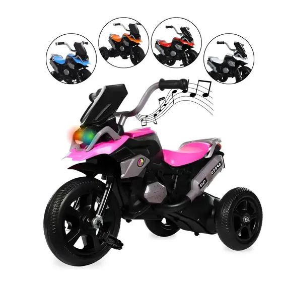 Triciclo Infantil Motoca Moto Com Pedal 3 Rodas Com Som Cor Rosa
