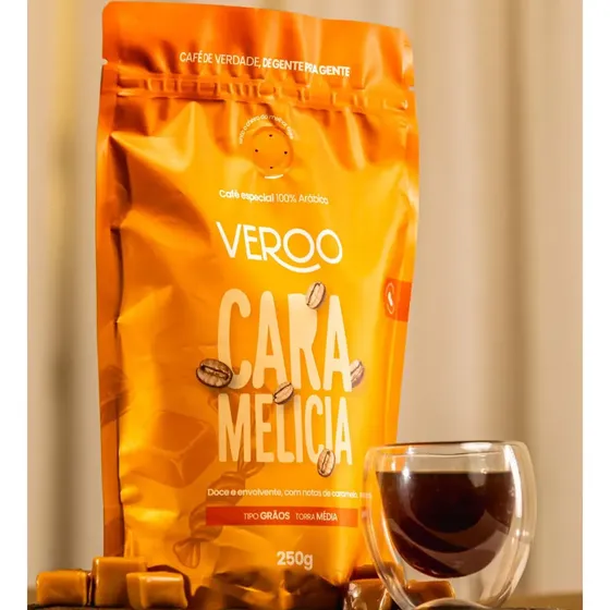 Café Especial Veroo Caramelicia Torra Média Em Grãos 250g