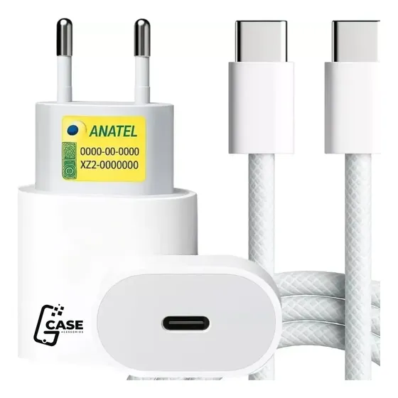 Carregador Turbo 30w Usb-c Com Cabo Tipo C 1 Metro. Fonte Bivolt 110v/220v, Carregamento Rápido Fast Charge, Ideal Para Celular Android, Compatível Com iPhone, Tablet E Notebook