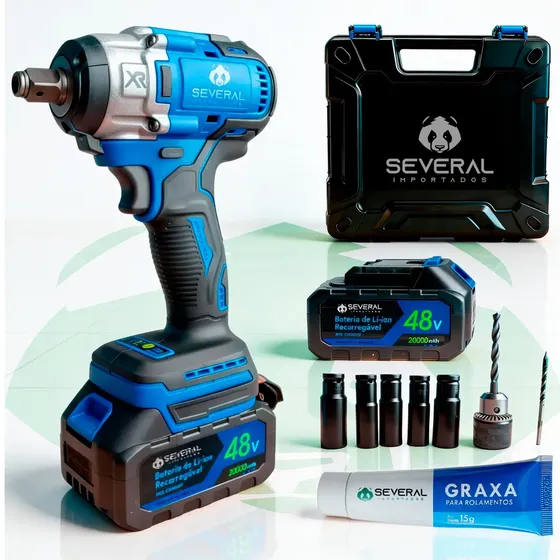 Chave De Impacto Furadeira Parafusadeira Several Importados Recarregável 48v Azul 2000mah