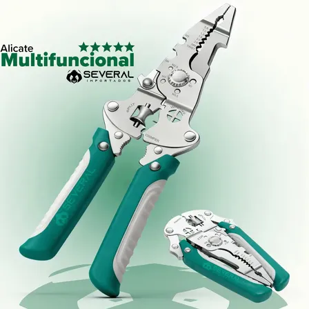 Alicate De Corte Multifuncional 8 Em 1 Several Crimpador Desencapador De Fios Dobravel Trava De Segurança Compacto