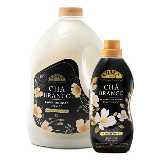 Kit Coala Laundry Chá Branco - Lava Roupas 3l + Amaciante1l