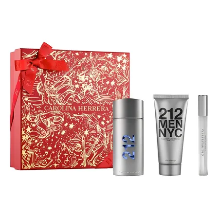 Conjunto Perfume Masculino 212 Nyc Men De Carolina Herrera Eau De Toilette 100ml + Pós-barba 100ml + Mini 10ml