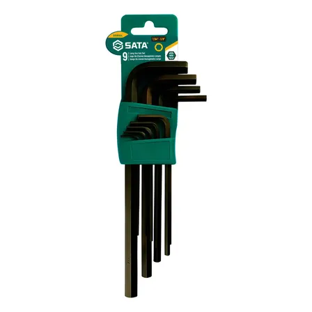 Jogo Chave Hexagonal Longa 5/64 A 3/8 9 Pçs St09153l Sata Verde-claro