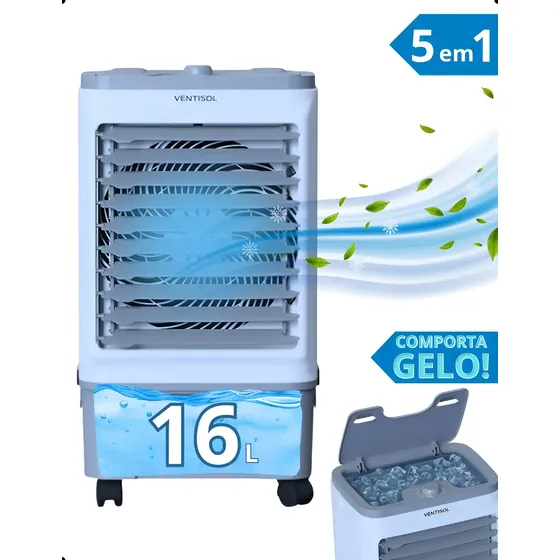 Climatizador De Ar Frio Evaporativo Portátil Potente 5em1 Branco