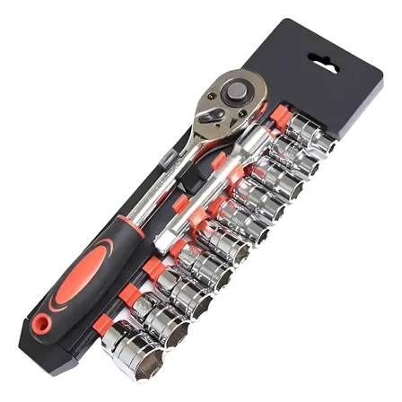 Chave Catraca 1/2 Jogo Soquete 8 A 24mm 12 Peças Reversivel Preto