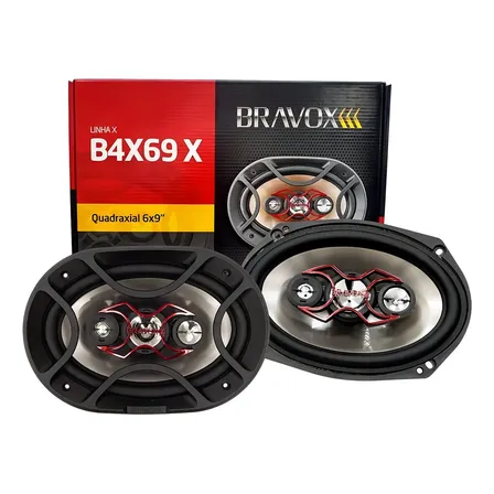 Alto Falante 6x9 Polegadas Bravox 140w Rms B4x69-x Quadriaxial Preto/prata