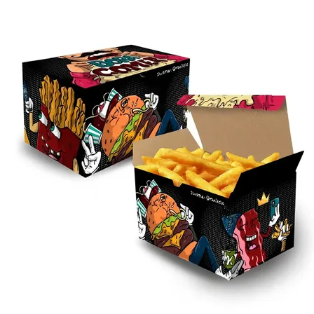 Caixinha Para Batata Frita Porção Hamburgueria Embalagem Delivery Food 100un Laranja
