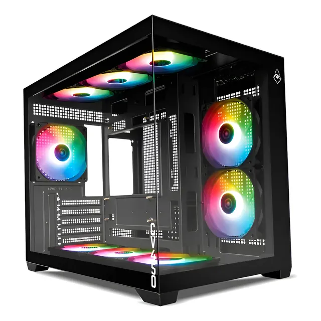 Gabinete Gamer Mancer Cv450, Mini Tower, 9 Fans, Vidro Preto