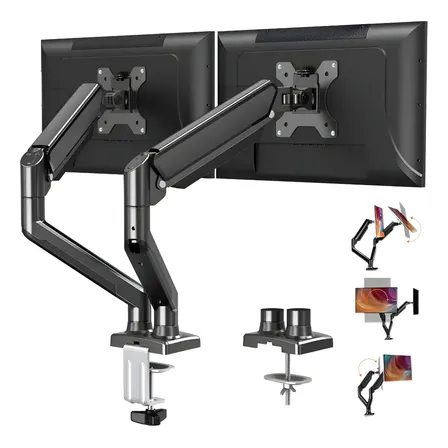 Suporte de Mesa AVENTO para 2 Monitores Articulado de 10" a 32" com VESA 75x75 e 100x100