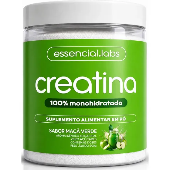 CREATINA MONOHIDRATADA 100% Pura - Sabor Maçã Verde - 300g