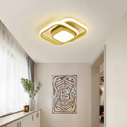 Luminária De Teto Led, 36w, Luz Led Branca Fria, Estilo Moderno, Dupla Voltagem Automática, Formato Quadrado, Adequada Para Sala De Estar, Quarto, Corredor, X001 Dourado Tieesa 127/220v