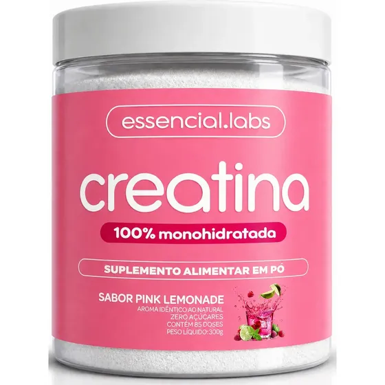 CREATINA MONOHIDRATADA 100% Pura - Sabor Pink Lemonade - 300g