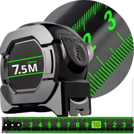 Trena 7,5 Metros Fita Métrica Profissional Fluorescente Aço Com Trava Automática Autotrava 25mm