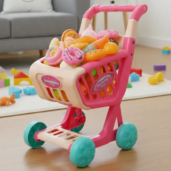 Carrinho De Compras Super Infantil Frutinhas Rosa