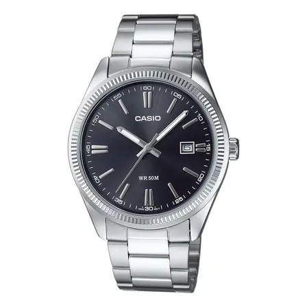 Relógio De Pulso Casio Analógico Com Corria De Aço Inoxidável Cor Prateado - Fondo Preto