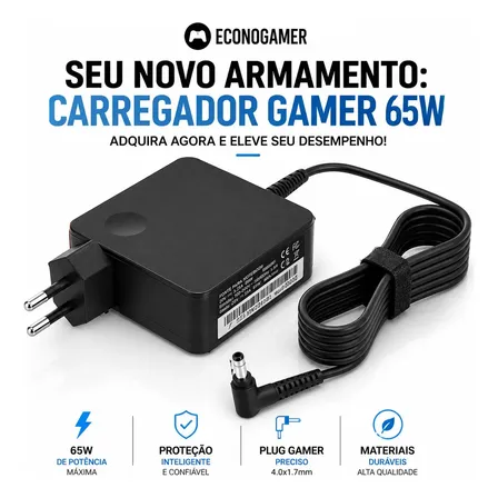 Carregador Para Notebook Lenovo Ideapad S145 15api 81v70004br Fonte De Energia Compatível Bivolt Ideal Cabo Resistente Alimentação Estável Preto Preto