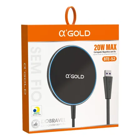 Carregador Sem Fio Indução Slim 20w Rápido Cor Preto