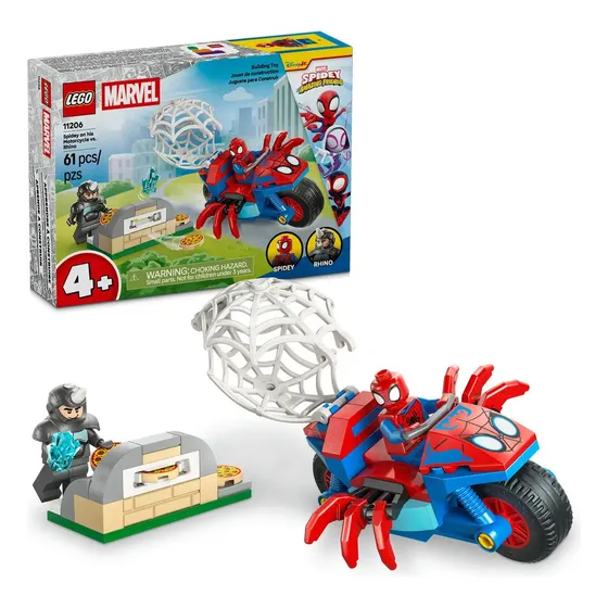 LEGO Marvel - Spidey em sua Motocicleta vs. Rhino - 61 Peças - 11206