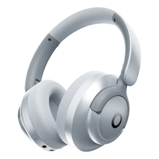 Fone de Ouvido Basike Bluetooth com ANC e Microfone, Over-Ear para Viagem, 30 Horas de Bateria - Azul Prateado