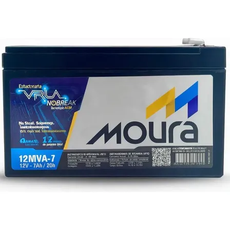 Bateria 12v 7ah Para Nobreak E Alarme Cinza Moura Estacionária