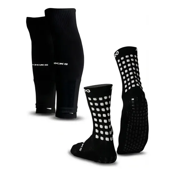 Kit Meia Antiderrapante Prosocks Grip Draft e Meião Cortado Canelito Cor Preto Tamanho 38-44