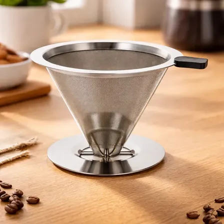 Filtro De Café Coador Inox 102 Reutilizável Filtro Permanente Aço Inoxidável Sem Papel Passador Café Manual Sustentável Econômico Fácil Limpeza Cozinha Compatível Suporte 102 Pro Power